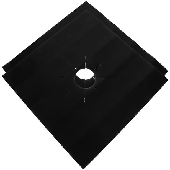 MLINS Black Plastic Stove Burner Covers for Kitchen Use Fully Reusable and Heat Resistant 2 Pieces