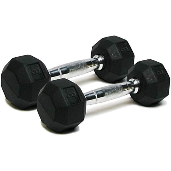 Dumbbells Hand Weights Set of 2 - Rubber Hex Chrome Handle Exercise & Fitness Dumbbell for Home Gym Equipment Workouts Strength Training Free Weights for Women, Men