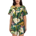 thumbnail image 1 of Balery Tropical Floral Jungle Conjunto de Pijama para Mujer con Estampado, Dos Piezas de Manga Corta y Shorts, Ropa de Dormir Suave con Cuello Redondo y Bolsillos-X-Large, 1 of 6