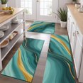 thumbnail image 2 of Teal Gold Marble Pattern Kitchen Rugs Sets Of 3,Kitchen Runner Rugs Non Skid Washable,Decorative Kitchen Floor Mats for Kitchen,Sink,Laundry,17"x30"+ 17"x47" + 17"x59", 2 of 6