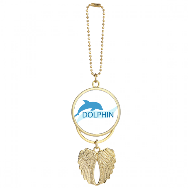 Blue Ocean Docile Dolphin Illustrate Car Keychain Angel Wing Pendant