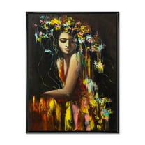 Designart 'Modern Portrait Of A Young Girl' Modern Framed Canvas Wall Art Print