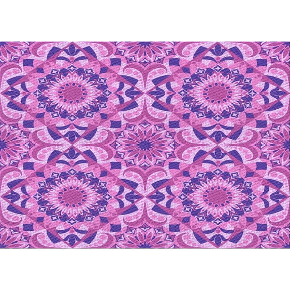 Ahgly Company Indoor Rectangle Patterned Violet Purple Area Rugs, 8' x 12'