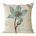 thumbnail image 2 of Paquete de 4 fundas de almohada decorativas de lino con diseño floral de 18 x 18, 2 of 5