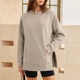 thumbnail image 5 of Women's Crew Neck Sweatshirt Sevevn Raglan Sleeve Side Slit Oversized Fit Soft Brushed Fleece Long Sleeve Pullover Tunic Tops for Casual Daily Wear, 5 of 9