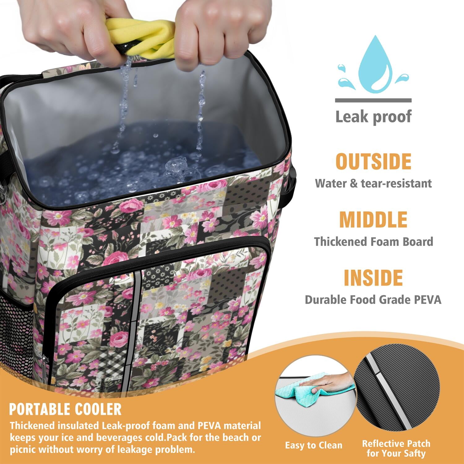 Travel Cooler Bag - Pioneer Flower Camping Beer Cooler Backpack with Bottle Opener- Waterproof Insulated Picnic Backpacks - Cooler Bag for Beach