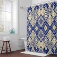 thumbnail image 5 of Watercolor Blue Grid Fabric Shower Curtain Rhombus Hand Drawn Washable Shower Curtains for Bathroom, Waterproof Bath Curtain with Hooks Home Decor 72x72in, 5 of 8