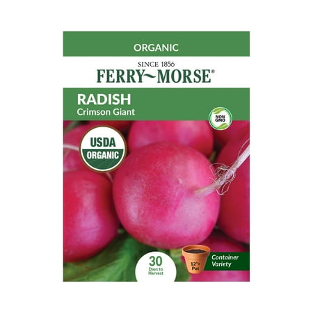 Ferry-Morse Organic 1.1G Radish Crimson Giant Annual Vegetable Seeds, Full Sun