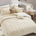 thumbnail image 3 of Regency Heights Queen Size Velvet Striped Comforter Set, 5-Piece Luxury Comforter Bed Set for All Seasons, Champagne Cozy Bedding Sets with Decor Pillows, 3 of 11