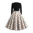 thumbnail image 4 of Fgvctg Valentine'S Day A Line Dresses For Women Cute Heart Print Vintage Dress Cocktail Lightweight Crewneck 1950S Tea Dress Long Sleeve Dressy Romantic Outfits Beige S, 4 of 4