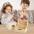 thumbnail image 4 of Dserhfy Unfinished Wooden Box DIY Pine Wood Treasure Chest with Locking Clasp Hinged Lid Jewelry Storage Box for Family Friends, 4 of 8