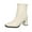 Beige, variant on Beige Ladies Winter Booties Square Toe High Block Heel Back Zip Pu Leather Casual Ankle Boots Comfort Dress