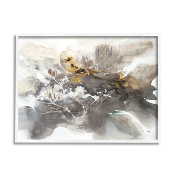 Stupell Industries Abstract Collage Botanical Detail Painting White Framed Art Print Wall Art, Design by K. Nari