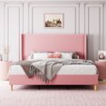 thumbnail image 2 of M optimized Full Queen Size Bed Frame with Headboard, Boho Fluted Corduroy Platform Bed Frame with Strong Metal Slat, Noise Free, No Box Spring Needed, 2 of 7
