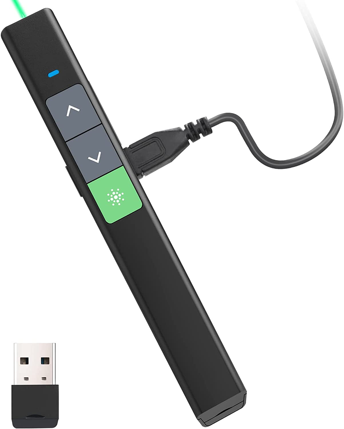 Wireless Presenter Clicker with Green Light, Rechargeable 330FT Office