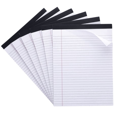 sixwipe 6pcs Legal Pads 11*8.5, White Writing Pads, Micro Perforated Pages with Sturdy Back, 30 Sheets Per Pad, Multi-Pack Notepads for School, College, Office & Professional Supplies