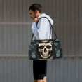 thumbnail image 7 of Zufioo Vintage Leaf Flower Skull Print Hand-Held Messenger Travel Bag, Business Travel Luggage Bag Overnight for Men and Women, 7 of 7