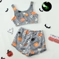 thumbnail image 2 of Dagaeig Halloween Pajama Set Women's Pajamas Set Black Halloween Print Spaghetti Strap Soft Breathable Sleepwear|Grey L, 2 of 9