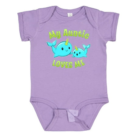 

Inktastic My Auntie Loves Me- Cute Narwhal Gift Baby Boy or Baby Girl Bodysuit