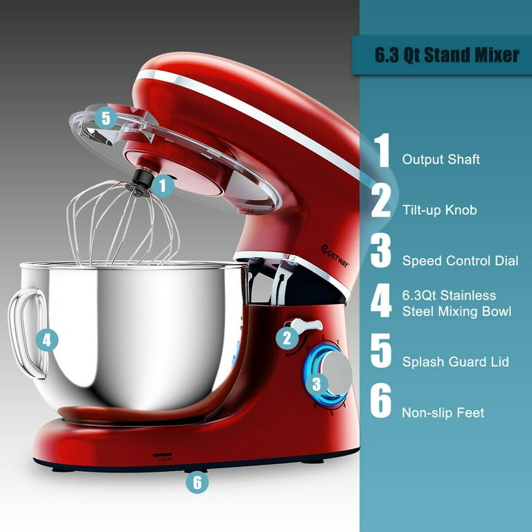 Costway 5.3 qt Stand Mixer Kitchen Food Mixer 6 Speed w/ Dough Hook Beater Black
