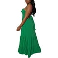 thumbnail image 6 of Kaemgyyd Maxi Dress for Women Halter V Neck Backless Beach Dress Casual Loose Tiered Ruffle Hem Dress for Vaction, 6 of 6