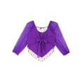thumbnail image 6 of Kaerm Lady's Belly Dance Costumes Long Sleeve Chiffon Blouse Top with Beaded Glitter Circle Tassels Purple One Size, 6 of 7