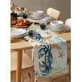 thumbnail image 6 of Blue Coastal Crab Table Runner 70 Inches, Nautical Beach Coral Starfish Bed Runner Dresser Scarves Tabletop for Indoor Outdoor Parties/Ceremony/Banquet, 13" x 70", 6 of 8