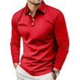 thumbnail image 2 of GrmtClth Men Polo Shirts Casual Long Sleeve Polo Shirts Lightweigt Button Golf Shirts Classic Tops Red XL, 2 of 5