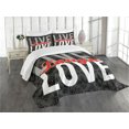 thumbnail image 3 of Ambesonne Live Laugh Love Quilted Bedspread Set 3 Pcs, Antique Damask, King Size, Multicolor, 3 of 5