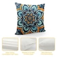thumbnail image 4 of BCIIG  Home Decoration Throw Pillow Case Navy Blue and Orange Bohemian Zen Mandala 22X22 Inch Square Pillowcase Cushion Cover Double Sided Printed, 4 of 5