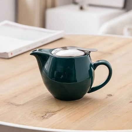 

350ml Mini British Ceramic Pot with Filter Handbrewed Coffee Pot Appliance Set Large Portable Teapot Afternoon Christmas Gift-Option green
