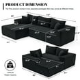 thumbnail image 2 of Weture Sectional Sofa,  Corduroy Modular Sofa, Multifunctional and Pillows, Left-Facing Chaise, Black, 2 of 7