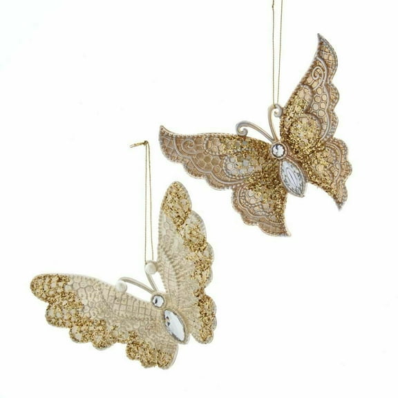 Kurt Adler Butterfly Plastic Figurine Ornaments, 2 Count (4.25")
