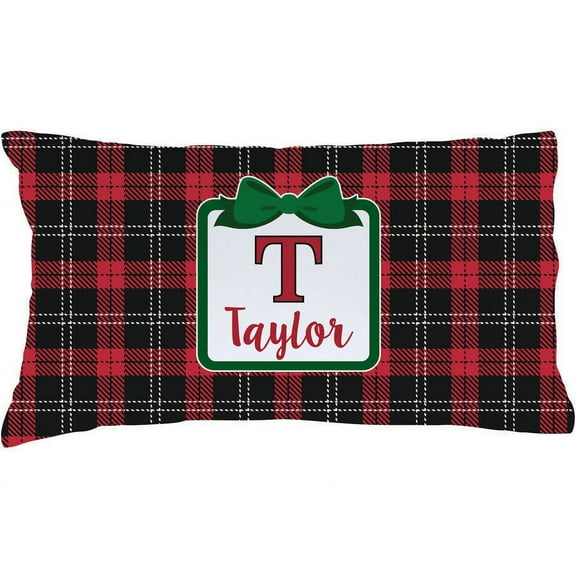 My Name Christmas Plaid Personalized Pillowcase