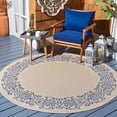 thumbnail image 2 of Safavieh Courtyard Ellie Oriental Indoor/Outdoor Area Rug, Natural/Blue, 6'7" x 6'7" Round, 2 of 10