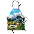 thumbnail image 1 of Mountain Apron Watercolor Artwork Print of a Mountain Range Peaks Covered with Snow and Clouds, Unisex Kitchen Bib Apron with Adjustable Neck for Cooking Baking Gardening, Multicolor, by Ambesonne, 1 of 3