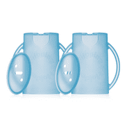 Squeeze Proof Flipping Holder DELUXE with lid 2-Pack for Food Pouches & Juice Boxes (Blue x 2) - Multipurpose Design with Cover - Prevent Messes & Support Self-Feeding - Handles