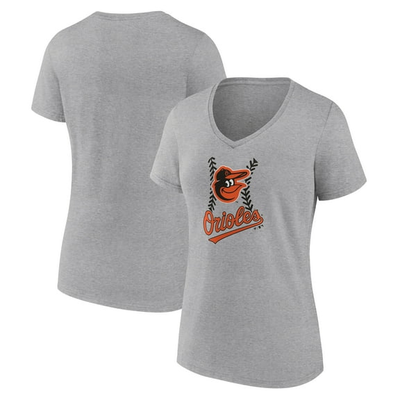 Women's Gray Baltimore Orioles Fastball V-Neck T-Shirt