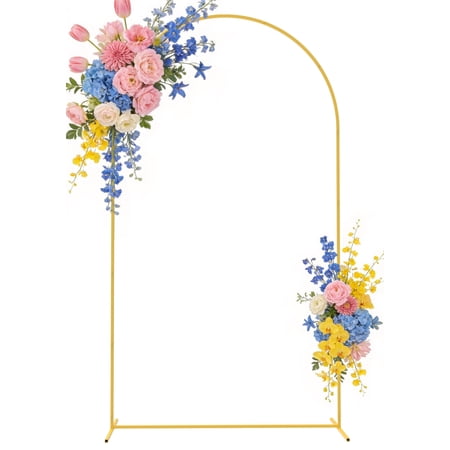 VGMiu Wedding Arch Backdrop Stand 7.2ft, Gold Metal Backdrop Arch Stand for Weddings, Birthday Party, Baby Shower