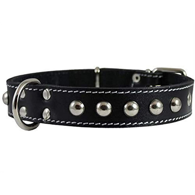Black leather studded dog best sale collar