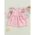 thumbnail image 4 of Bagilaanoe 2Pcs Newborn Baby Girls Overalls Dress Set Print Long Sleeve Romper Tops + Corduroy Suspender Skirt 3M 6M 9M 12M 18M Infant Casual Outfits, 4 of 9