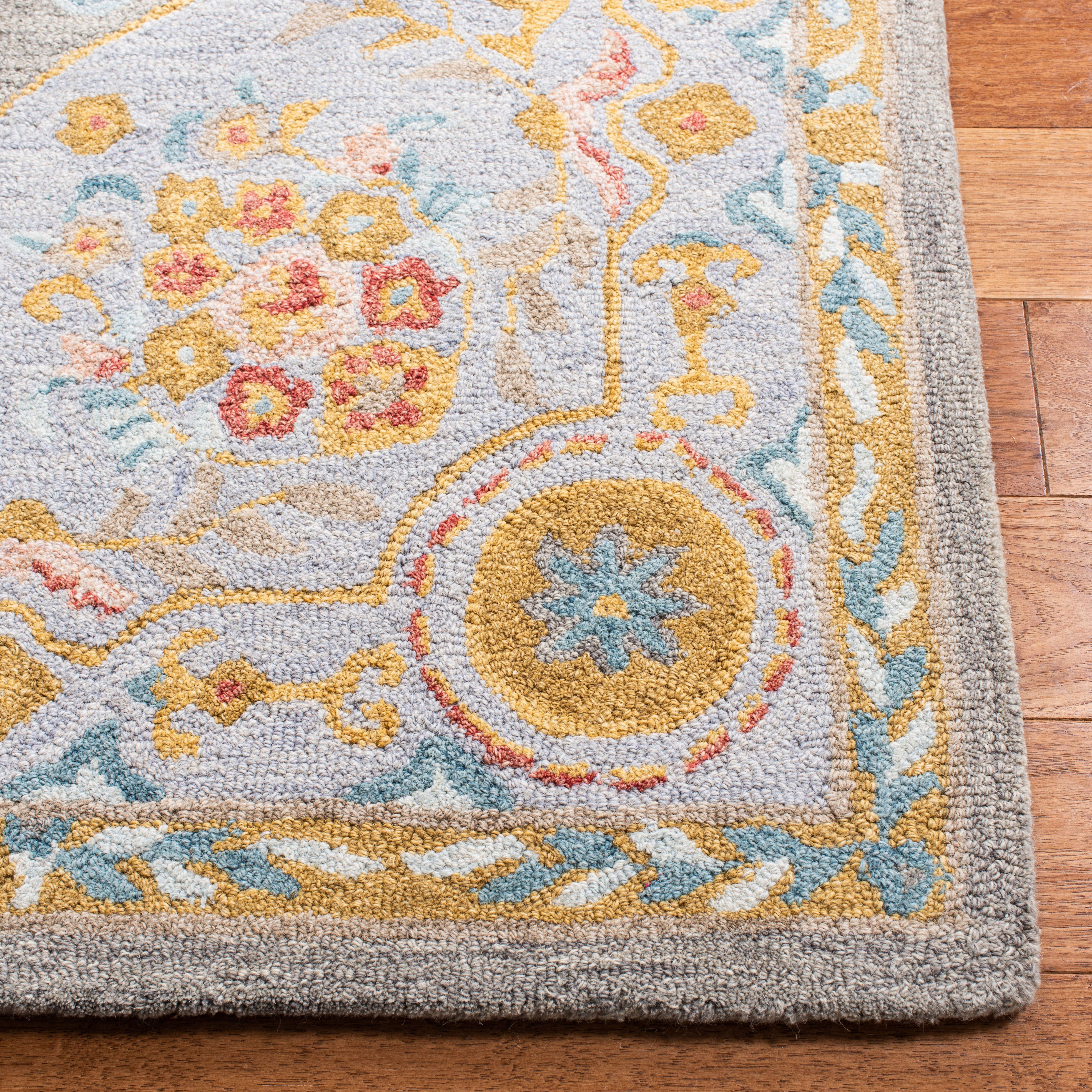 SAFAVIEH Micro-Loop Lyssa Medallion Runner Rug, Green/Grey, 2'3" x 7'