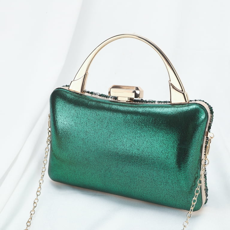 LIS BAGS Evening Bag Clutch Purses for Women Ladies Sparkling Party Handbag  Wedding Cocktail Prom Bag V-neck shape, Green - Walmart.com