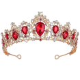 thumbnail image 1 of Baroque Bride Crown Retro Wedding Headdress Headwear Party Hair Accessories for Women Female (Red and Golden), 1 of 3