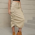 thumbnail image 6 of Fjuchai Womens Casual Denim Skirt Spring Summer Solid Colour Stretch Jean Skirts S-2XL, 6 of 10