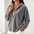 thumbnail image 4 of tarylea Velour Hoodies for Women Long Sleeve Half Zipper Pullover Tops Casual Loose Fall Plain Tops, 4 of 5