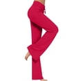 thumbnail image 2 of Lovskoo Plus Size Yoga Pants Women Loose High Waist Wide Leg Workout Out Leggings Casual Trousers Burgundy, 2 of 8