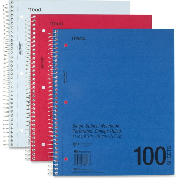 Mead 1, Subject Perforated College Ruled Notebook, Letter