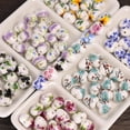 thumbnail image 4 of 10 cuentas sueltas de porcelana y cerámica con forma de corazón de 12 mm con diseño de flores para hacer joyas y pulseras, 4 of 5