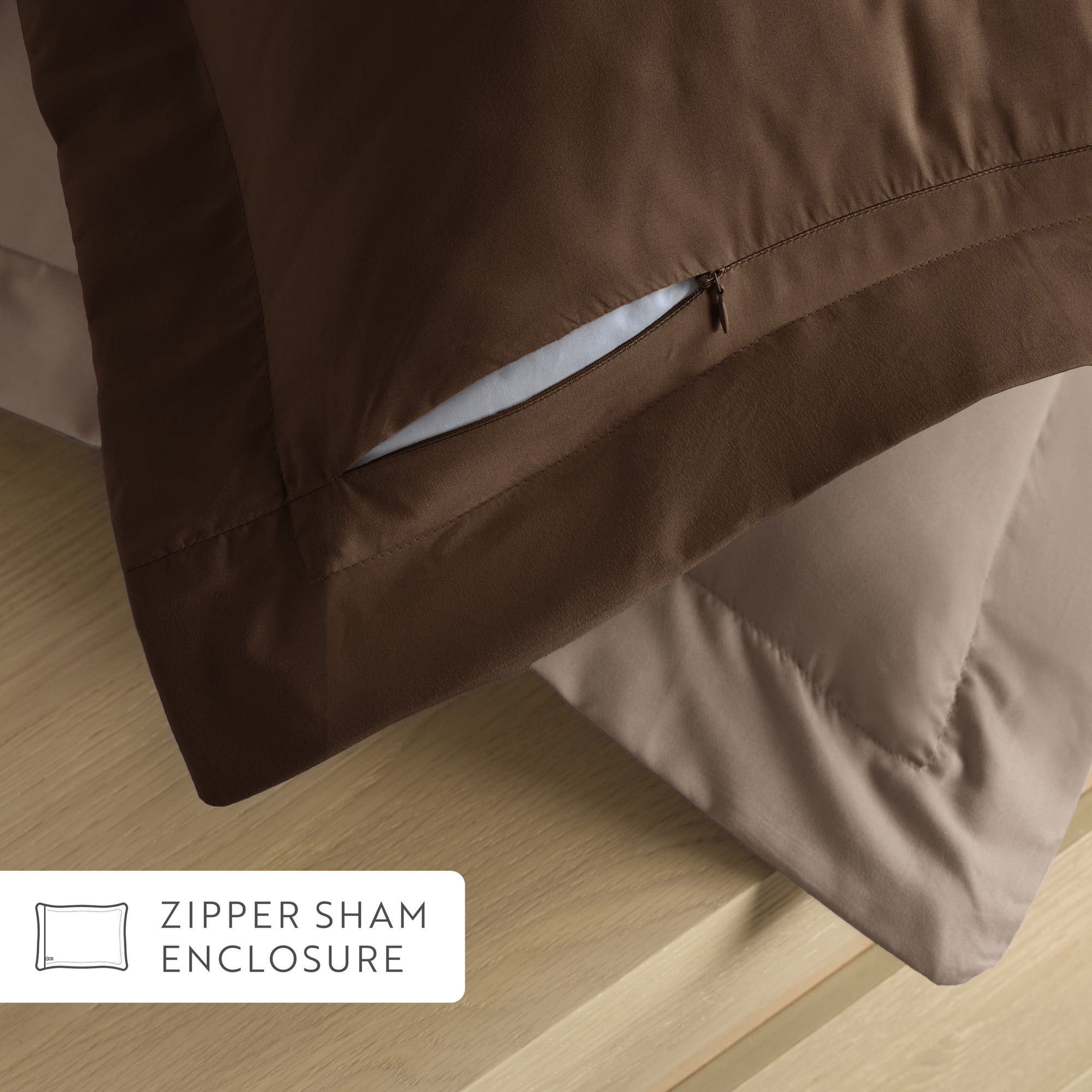 All Season Reversible Comforter Set Breathable Cool in Taupe & Chocolate Brown Full/Queen Size Bedding by Comfort Canopy